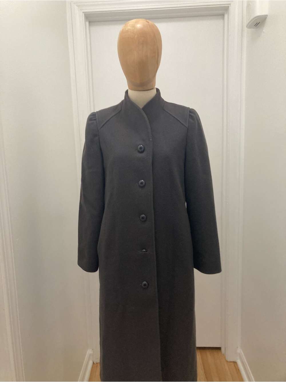Donna Karan Charcoal Coat with High Neckline